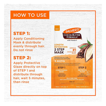 Palmers Cocoa Butter and Biotin Length Retention 2 Step Hair Mask, 12 Ea