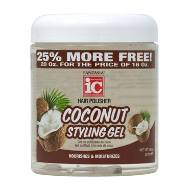 Fantasia IC Hair Polisher Coconut Styling Gel, 20 Oz