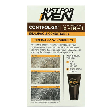 Just For Men Control GX Gradual Gray Reduction 2-in-1 Shampoo Plus Conditioner, 4 Oz