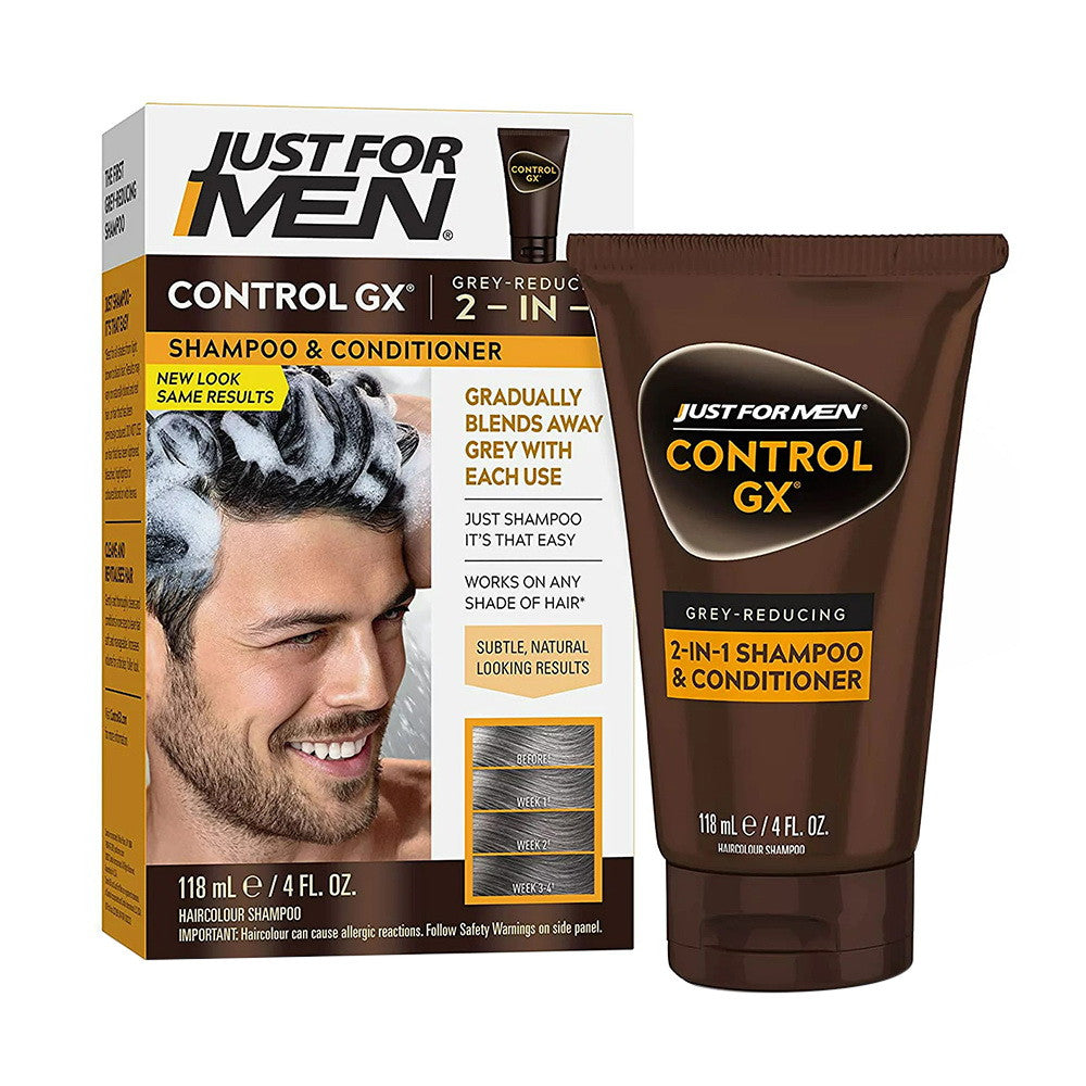 Just For Men Control GX Gradual Gray Reduction 2-in-1 Shampoo Plus Conditioner, 4 Oz