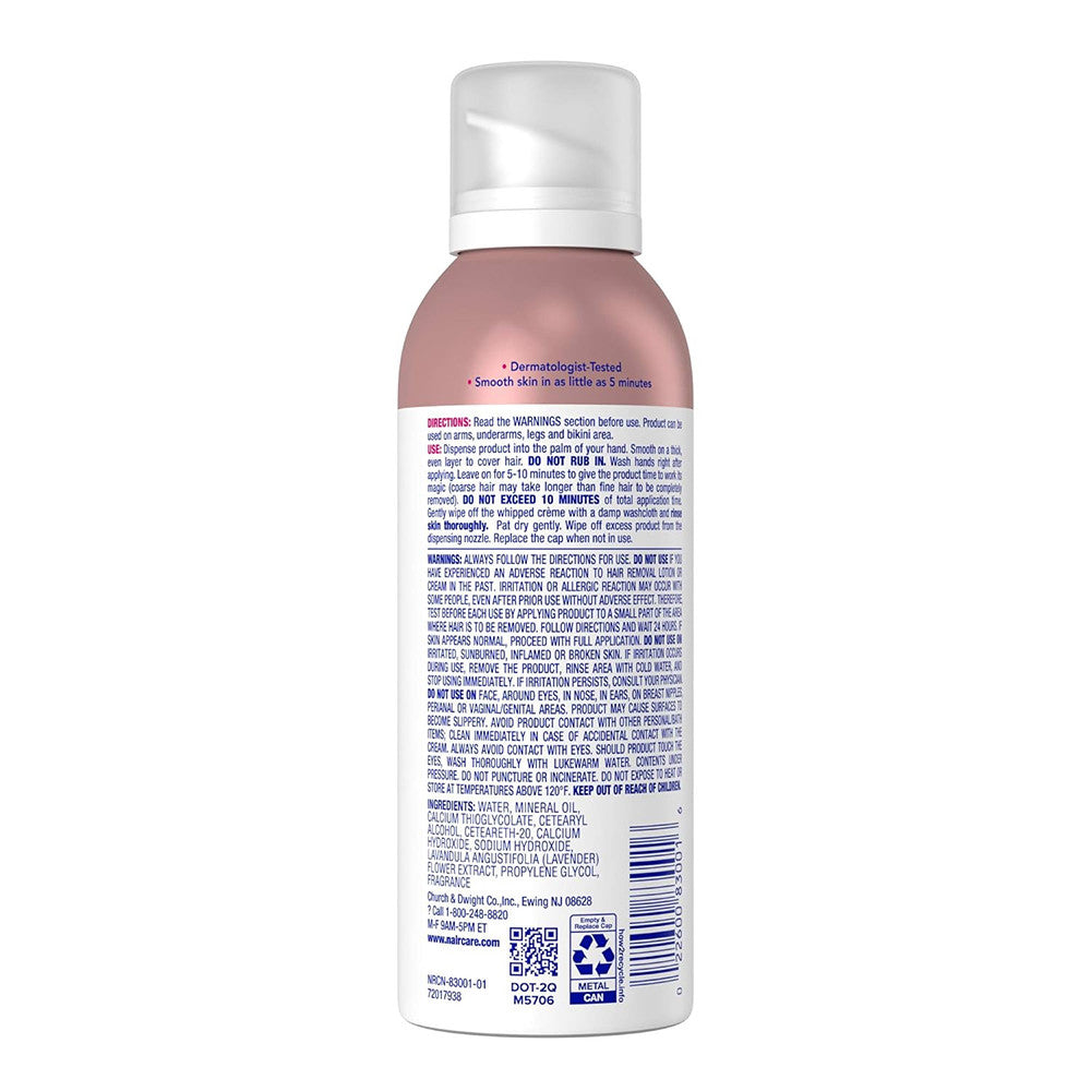 Nair Hair Remover Bladeless Shave Whipped Creme with Lavender Oil, 5 Oz
