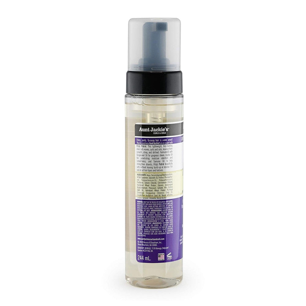 Aunt Jackies Grapeseed Style and Shine Recipes Frizz Patrol Anti-Poof Setting Hair Mousse, 8.5 Oz