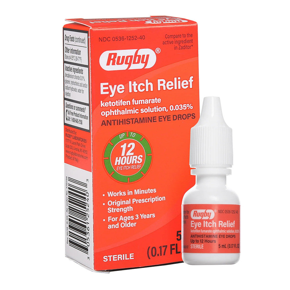 Rugby Antihistamine Eye Drops, Eye Itch Relief Up To 12 Hours, 1 Ea