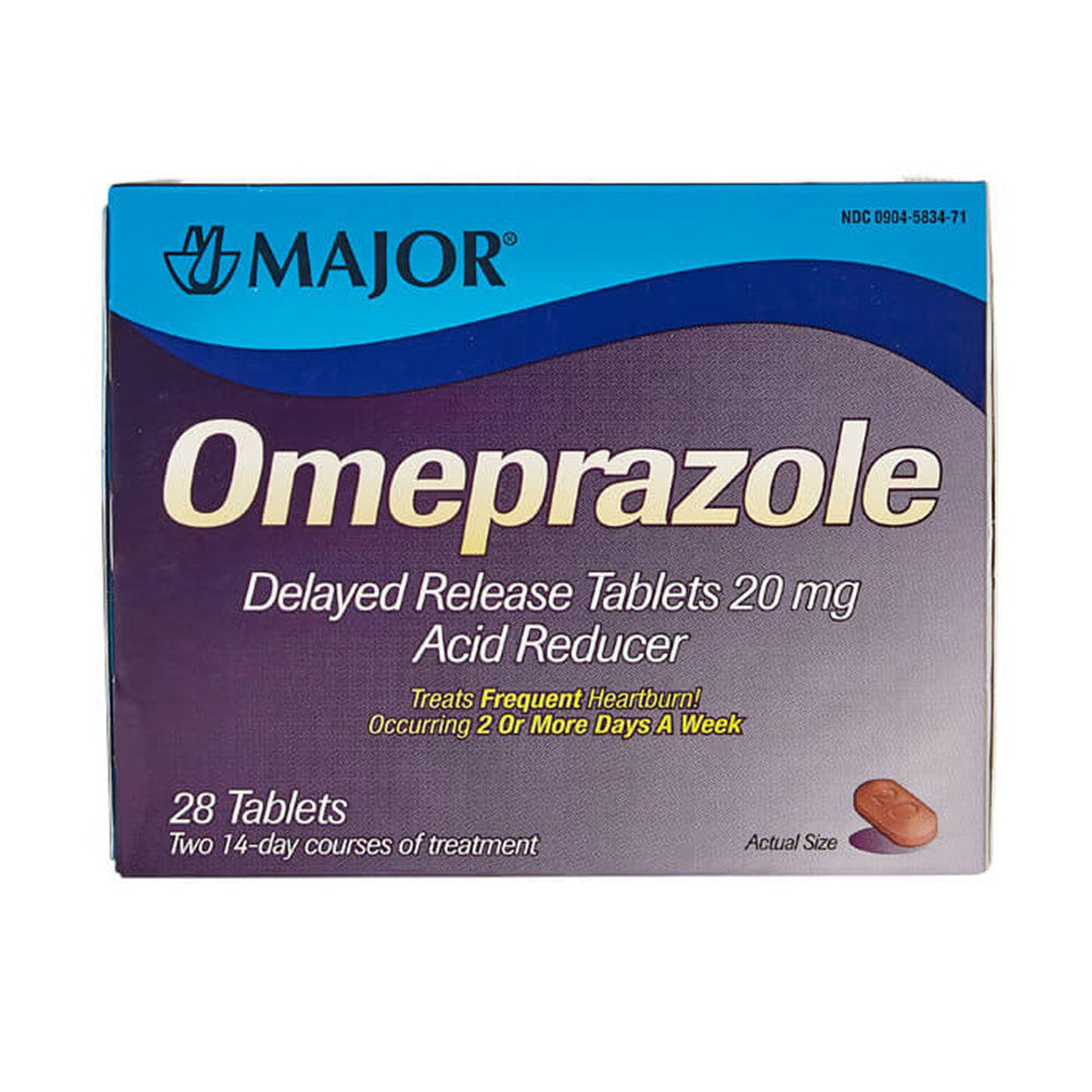Major Omeprazole 20 Mg Delayed Release Tablets for Acid Reducer, 28 Ea