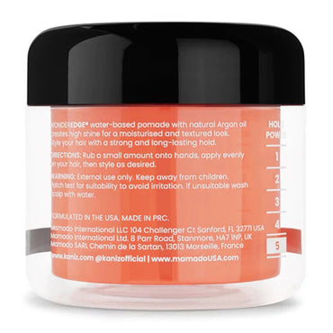 Kaniz Wonder Edge Strong Hold Water Based Pomade with Argan Oil, Sweet Peach, 4 Oz