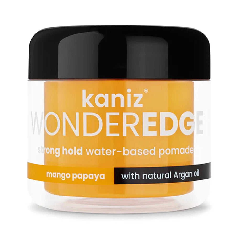 Kaniz Wonder Edge Strong Hold Water Based Pomade with Argan Oil, Mango Papaya, 4 Oz