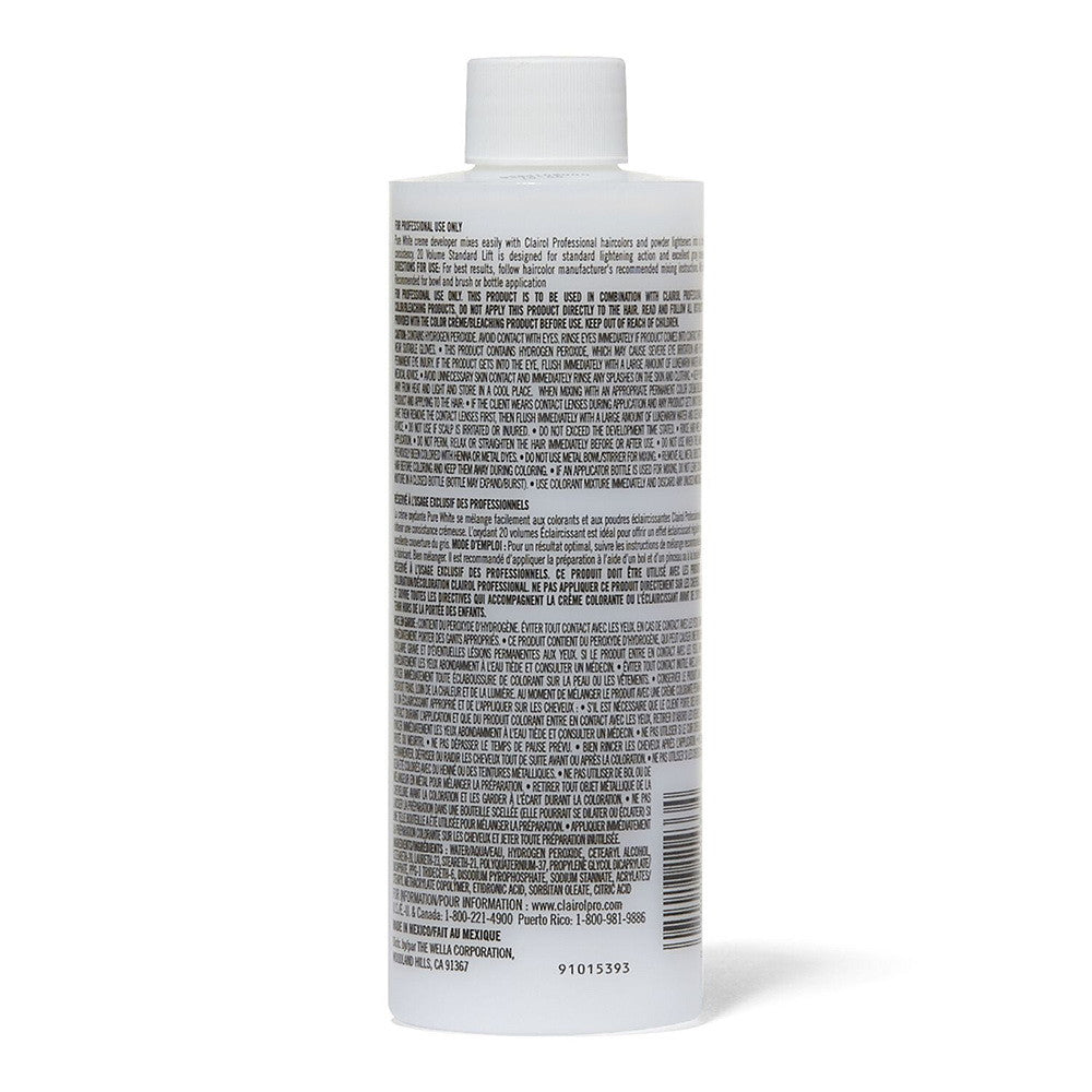 Clairol Professional Pure White 20 Volume Creme Developer Permanent Hair Color, 8 Oz