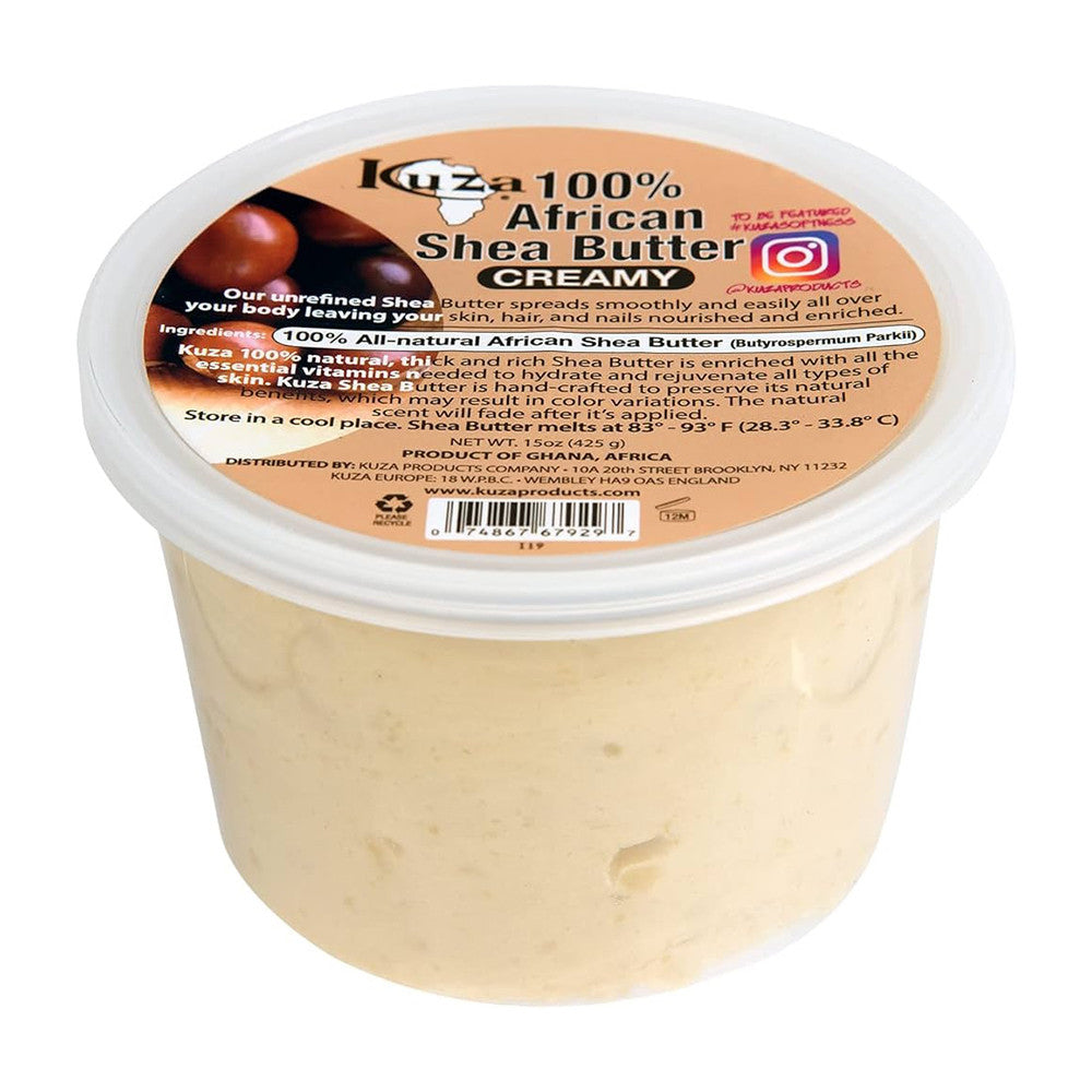 Kuza African Shea Butter White Creamy for Skin, 15 Oz