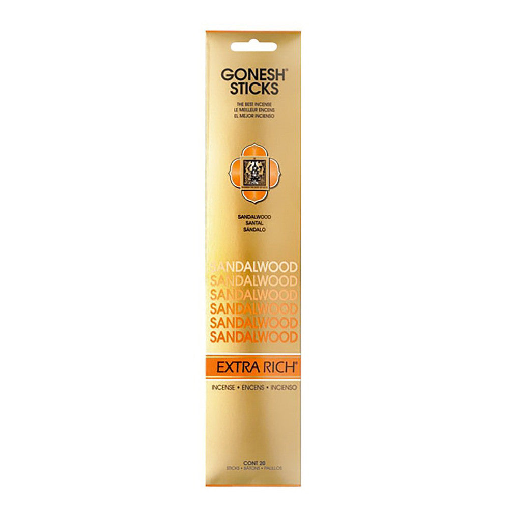 Gonesh Incense Sticks Extra Rich Collection Sandalwood, 20 Ea