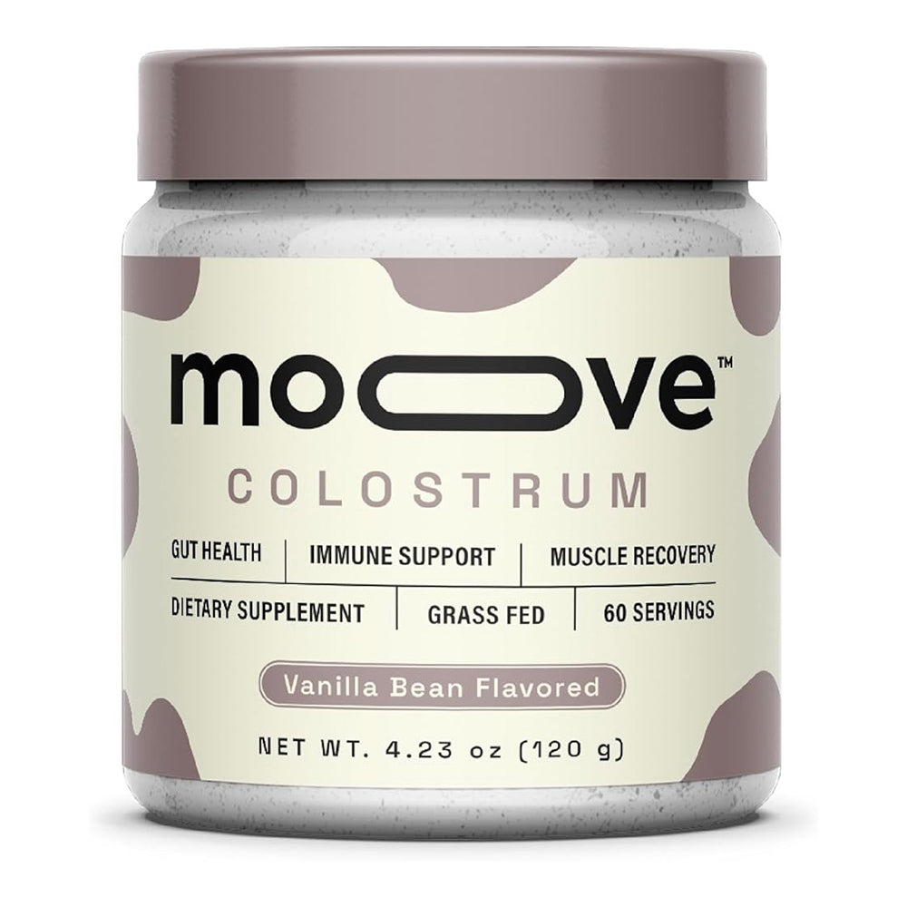 Moove Colostrum Super Food Powder Vanilla Bean Flavor Support Gut Health Immune and Muscle Recovery 4.23Oz (120g)
