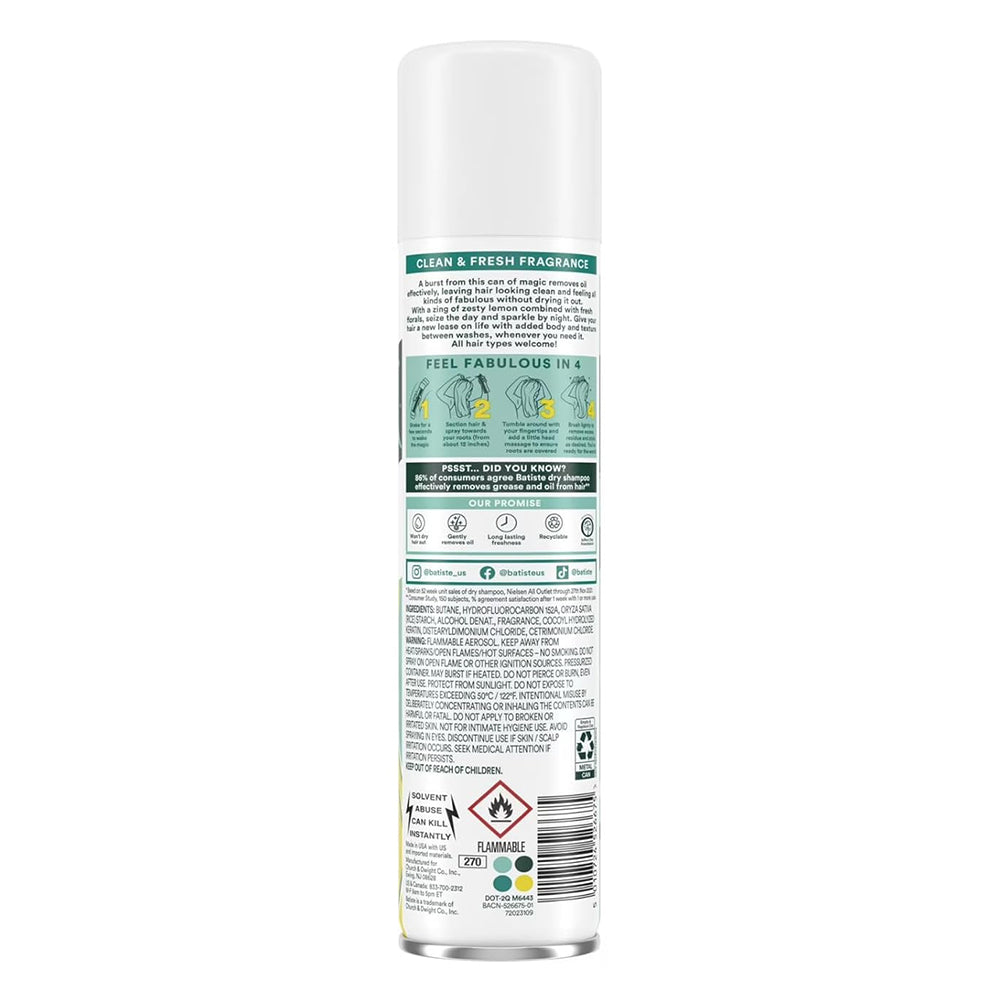 Batiste Adds Volume Refreshes Hair Absorbs Oil Dry Shampoo Volumizing Formula 3.81Oz (108g)