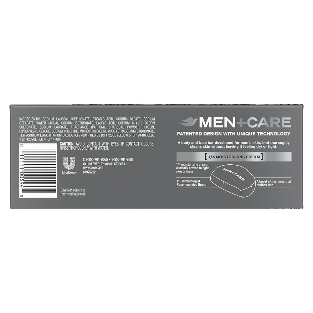 Dove Men And Care Exfoliating Beauty Bar Soap, Charcoal And Clay, 6 Ea, 3.75 Oz