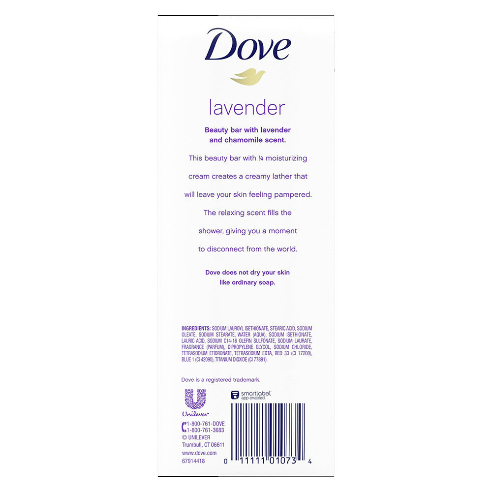 Dove Relaxing Lavender Beauty Bar with Lavender and Chamomile Scent, 6 Ea, 3.75 Oz