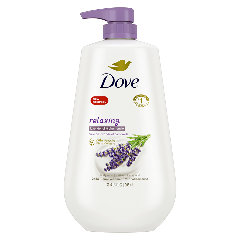 Dove Relaxing Body Wash Lavender Oil and Chamomile Moisturizes and Calms Skin 30.6Oz (905ml)