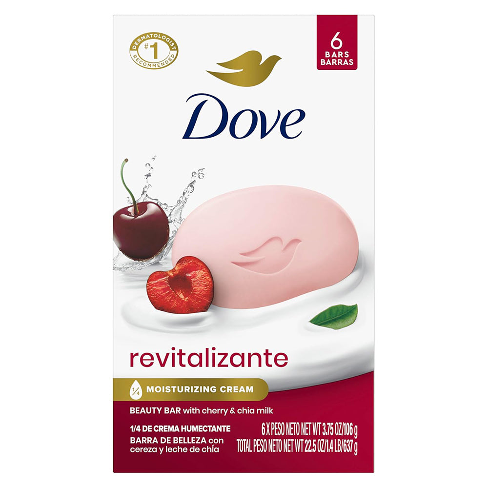 Dove Cherry and Chia Milk Moisturizing and Revitalizing Bath Bars 3.75Oz (106g) 6Ea