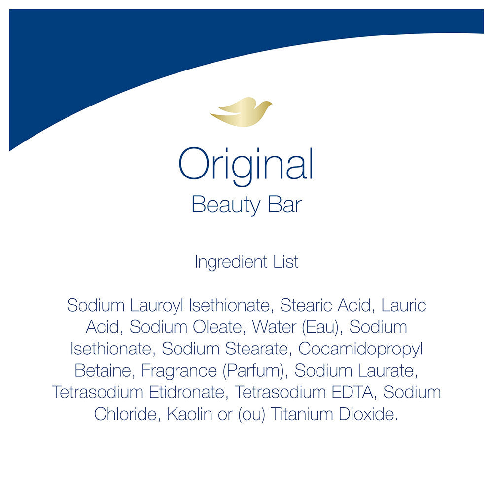 Dove Beauty Bar Gentle Skin Cleanser Original Made With 1/4 Moisturizing Cream, 3 Ea, 3.17 Oz