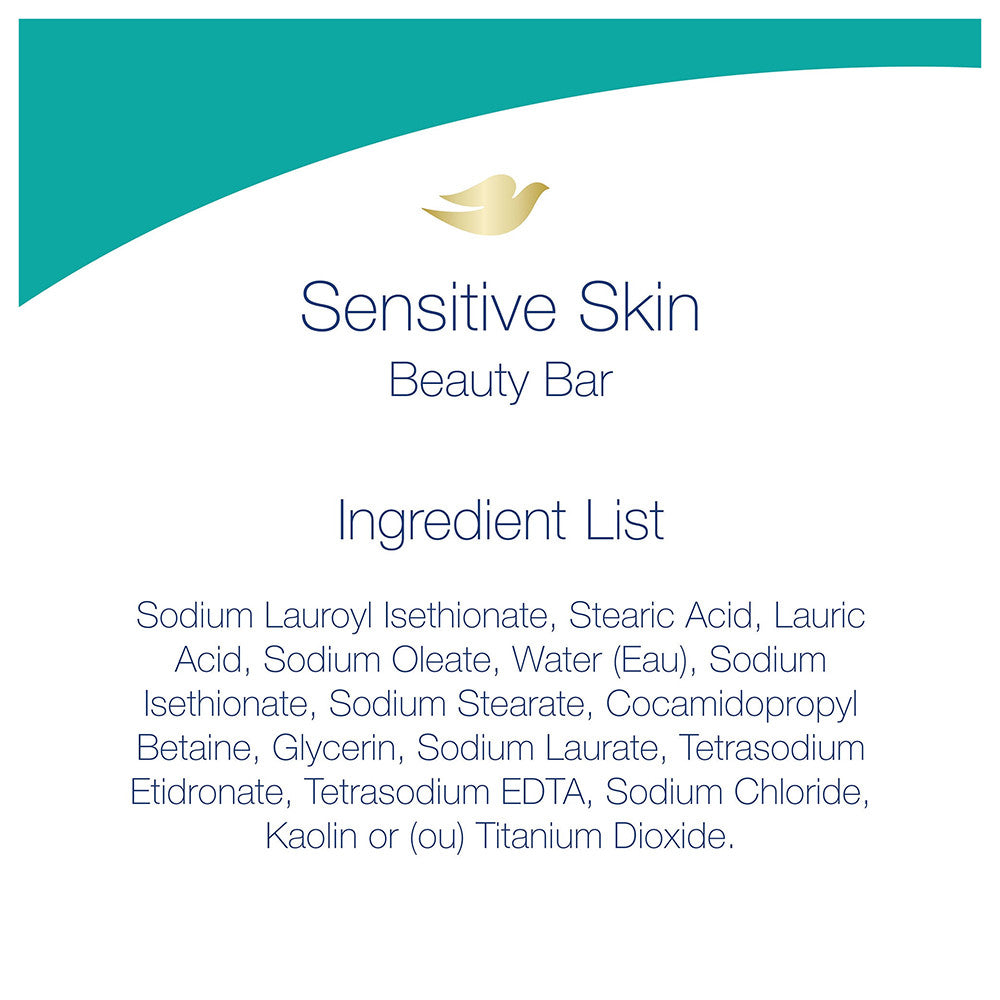 Dove Sensitive Skin Beauty Bar, Unscented, 3 Ea, 3.17 Oz