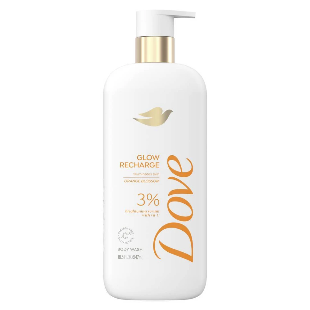 Dove Exfoliating Body Wash Glow Recharge Brightens and Revitalizes Skin 18.5Oz (547ml)