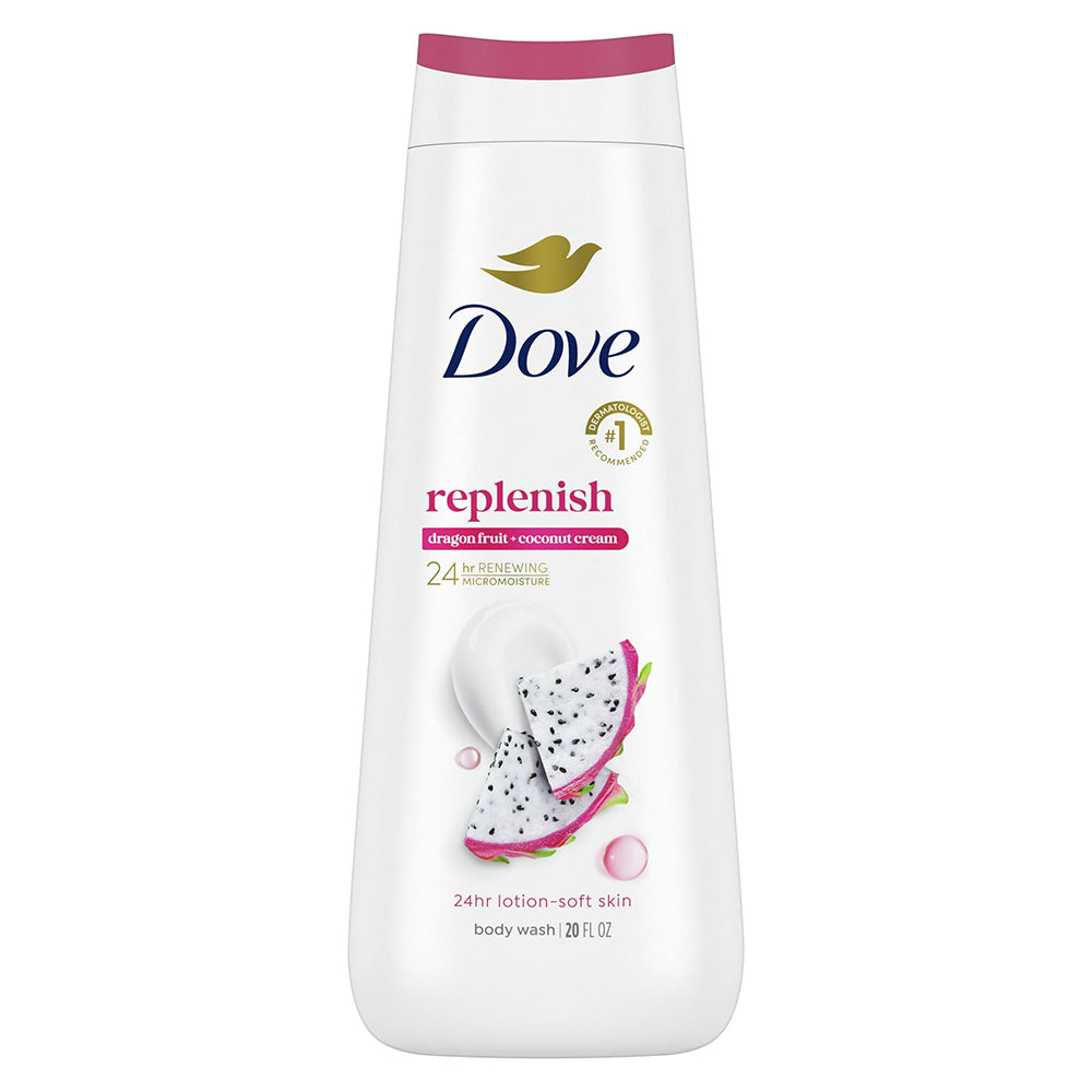 Dove Womens Replenish Body Wash with Dragon Fruit and Coconut Cream Gently Cleanses Leaves Silky Soft Skin 20Oz (590ml)
