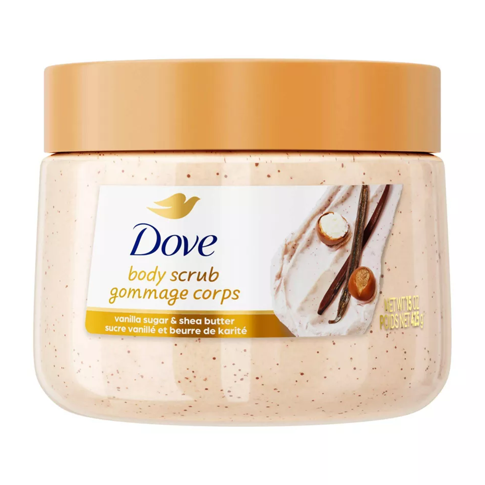 Dove Vanilla Sugar and Shea Butter Body Scrub Exfoliates and Nourishes Skin 15Oz (425g)