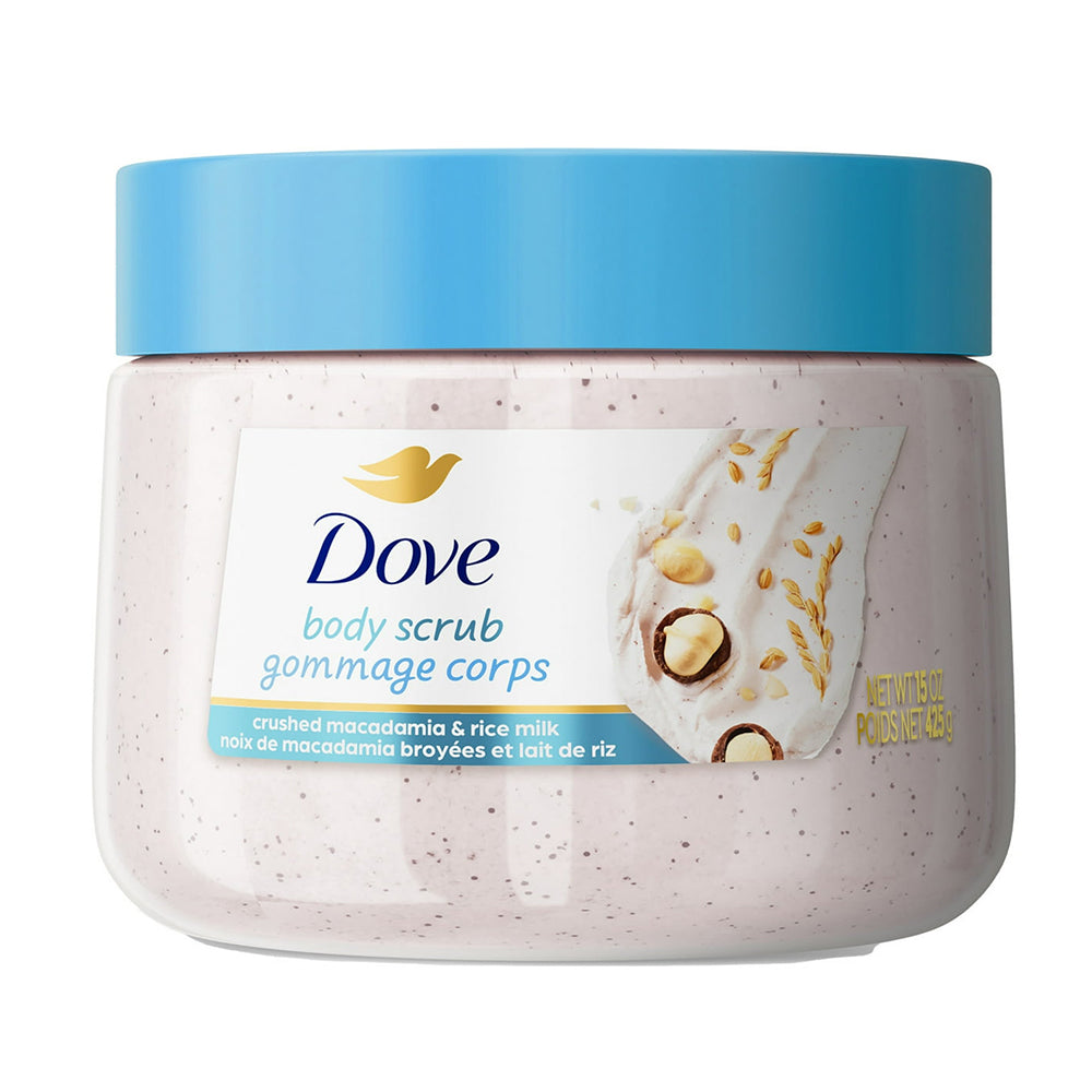 Dove Macadamia and Rice Milk Body Scrub Softens and Hydrates Skin 15Oz (425g)
