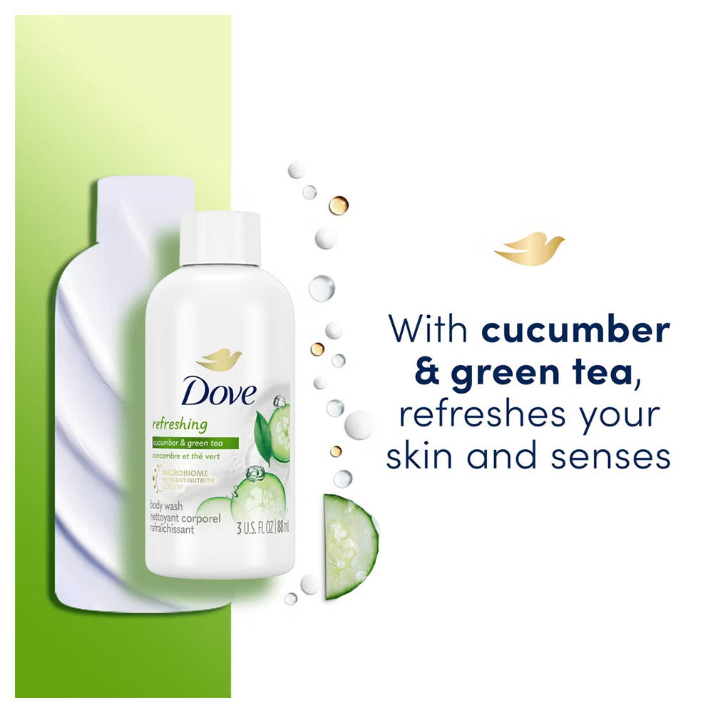 Dove Beauty Body Wash Refreshing Cucumber and Green Tea, Travel Size, 3 Oz