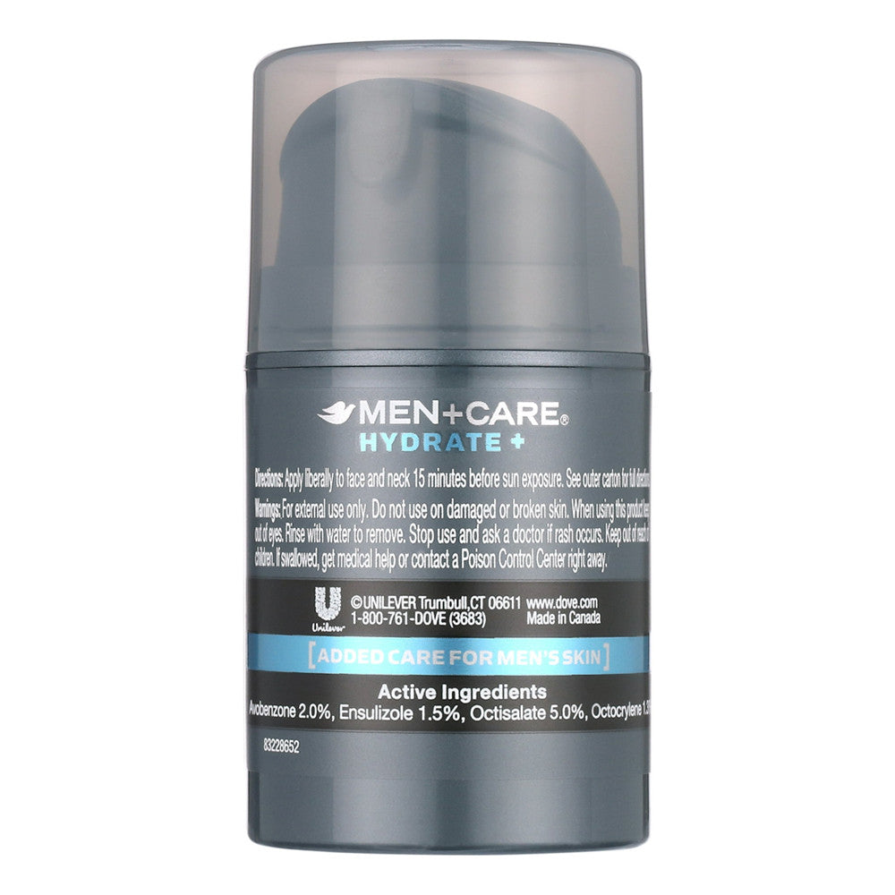 Dove Men Plus Care Face lotion Hydrate Plus with SPF 15 Sunscreen, 1.69 Oz