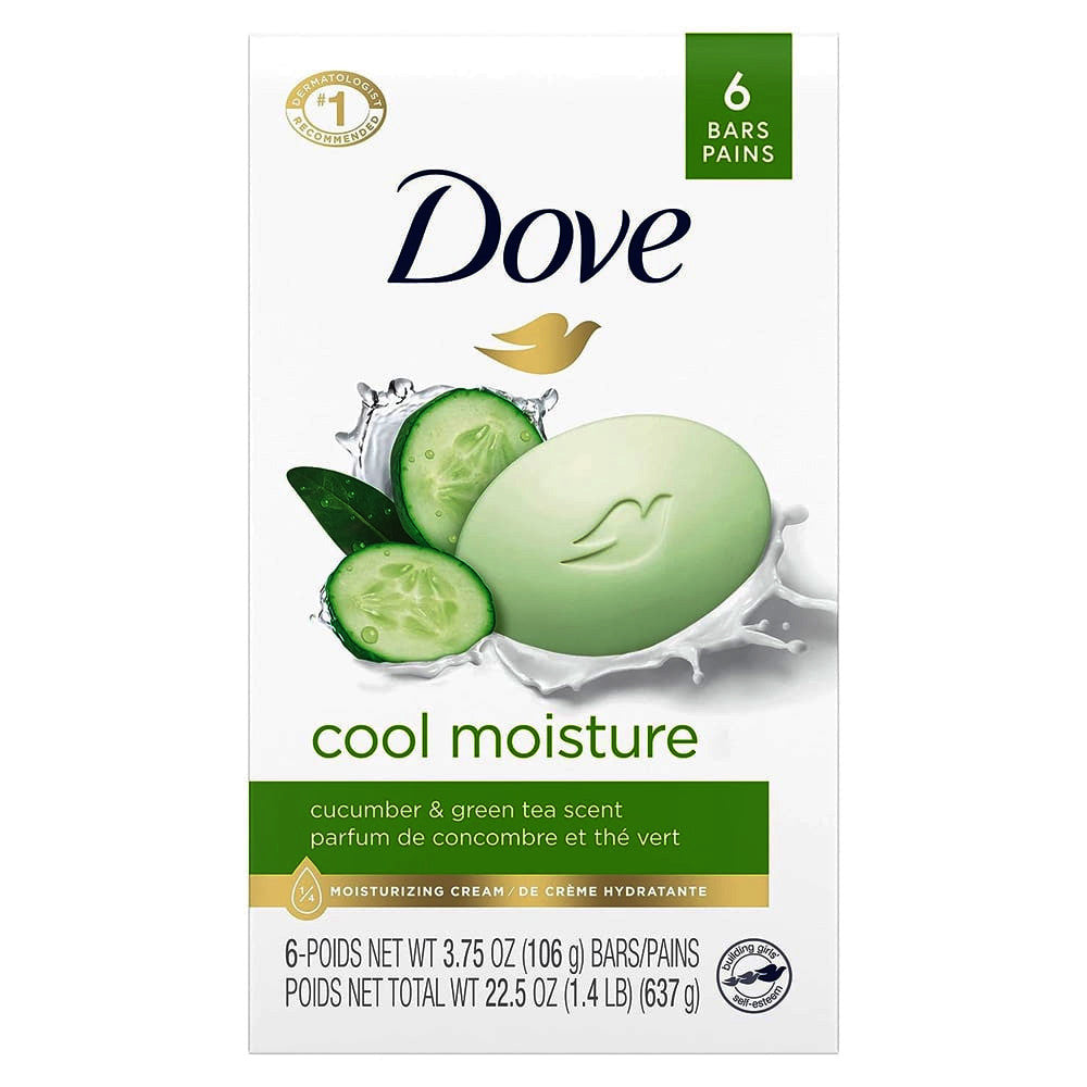 Dove Go Fresh Cool Moisture Beauty Bath Bar, 6 Ea, 3.75 Oz