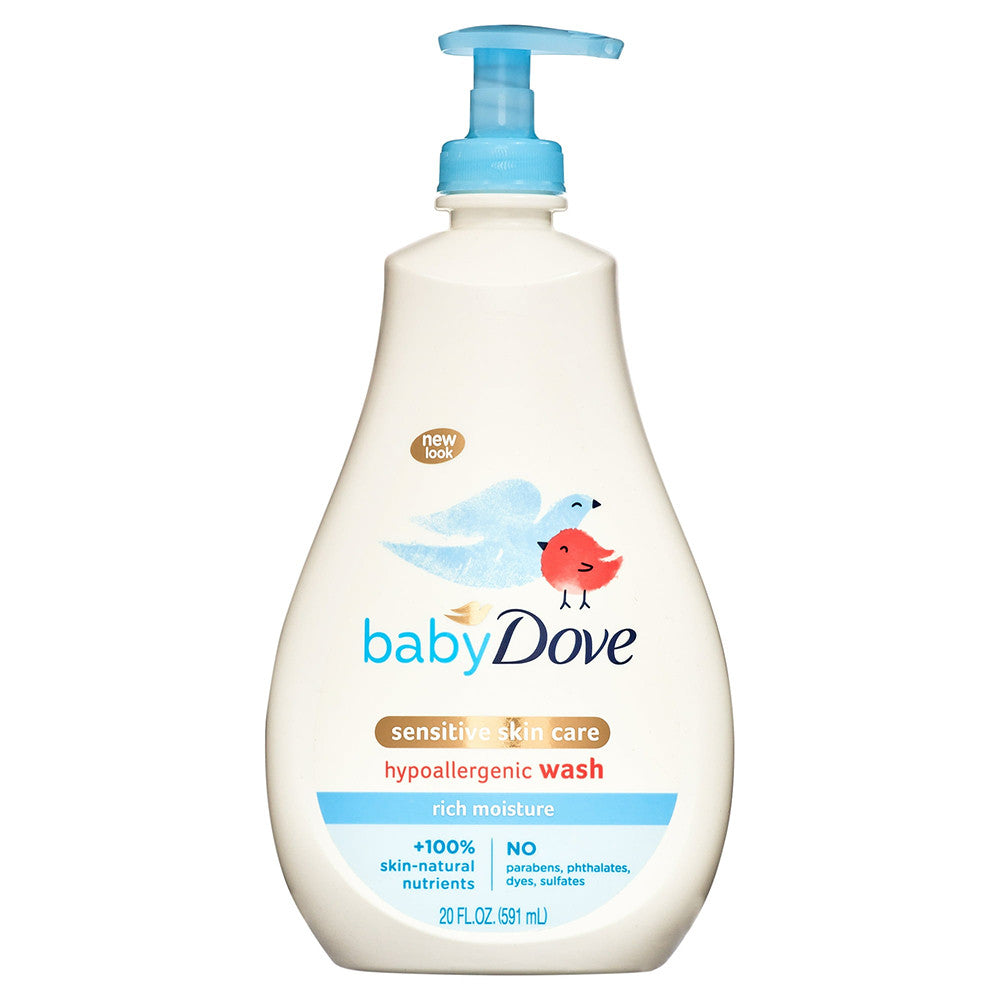 Baby Dove Sensitive Skin Care Hypoallergenic Liquid Body Wash with Pump, Rich Moisture, 20 Oz