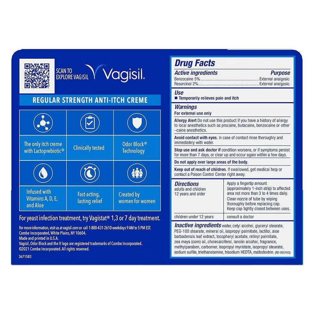 Vagisil Anti-Itch Creme, Original Formula - 1 Oz (28 G)