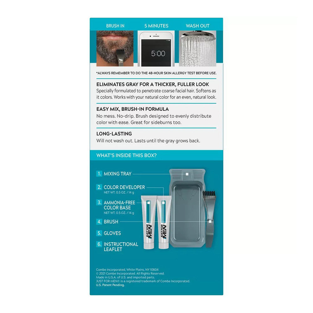 Just For Men Brush-In Mustache, Beard And Sideburns, Light Brown - Kit