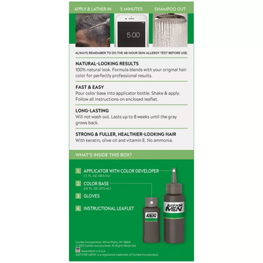 Just For Men Shampoo-In Color, Mens Hair Dye with Vitamin E for Stronger Hair, H-20 Ash Brown, 1 Ea