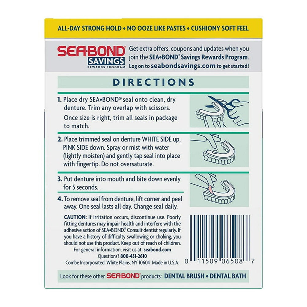Sea-Bond Lowers Denture Adhensive Wafers, Fresh Mint, 30 Ea