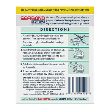 Sea-Bond Lowers Denture Adhensive Wafers, Fresh Mint, 30 Ea