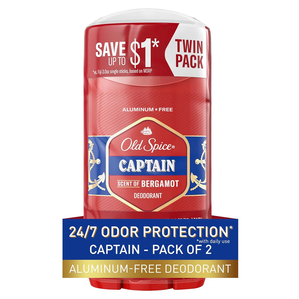 Old Spice Red Collection Deodorant Captain Scent 3Oz, Pack of 2