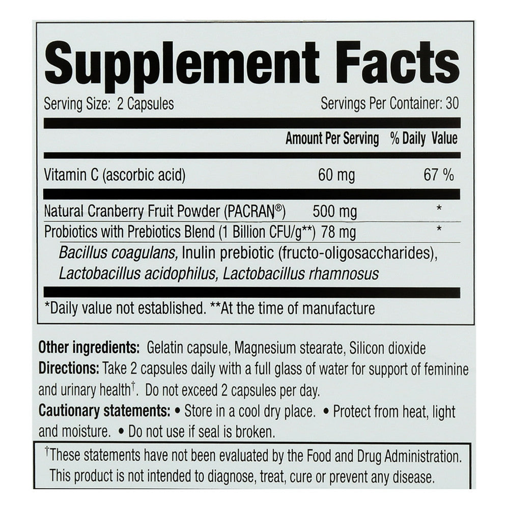VH Essentials Probiotics With Prebiotics And Cranberry Feminine Health Capsules 60 Ea
