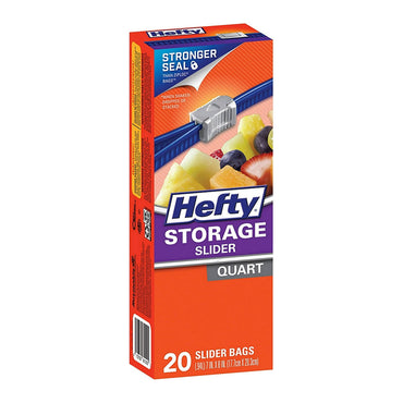 Hefty Slider Quart Size Storage Bags, 20 Ct