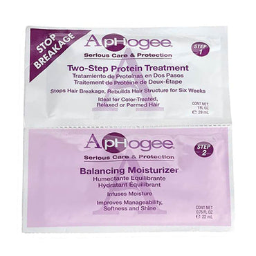 Aphogee Two-Step Protein Treatment and Balancing Moisturizer for Hair Duo Packette 1Ea, Pack of 24