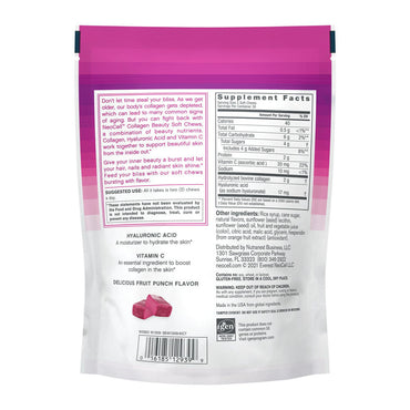 Neocell Beauty Bursts Gourmet Collagen Soft Chews, Fruit Punch, 60 Ea