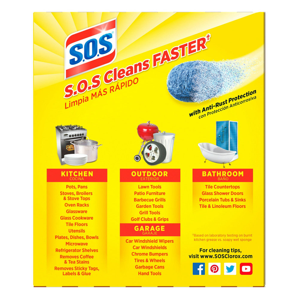 S.O.S Steel Wool Soap Scrubber Sponge Pads, 10 ct