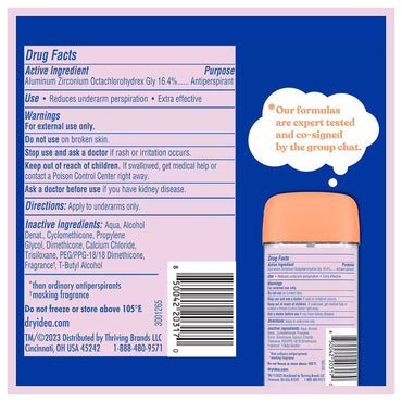 Dry Idea Gel Deodorant & Antiperspirant Clear Gel For Sensitive Skin, Unscented, 3 Oz