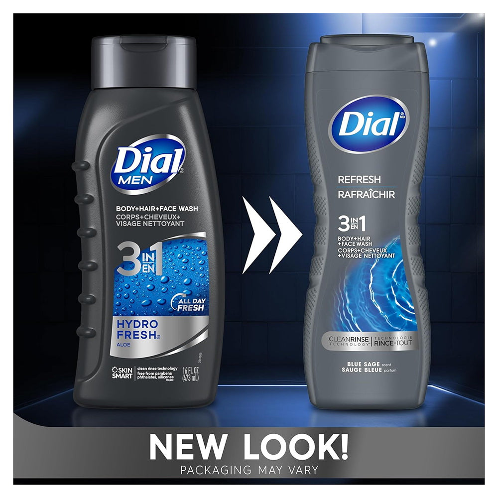 Dial For Men Hydrofresh Hair And Body Wash, Full Force - 16 Oz
