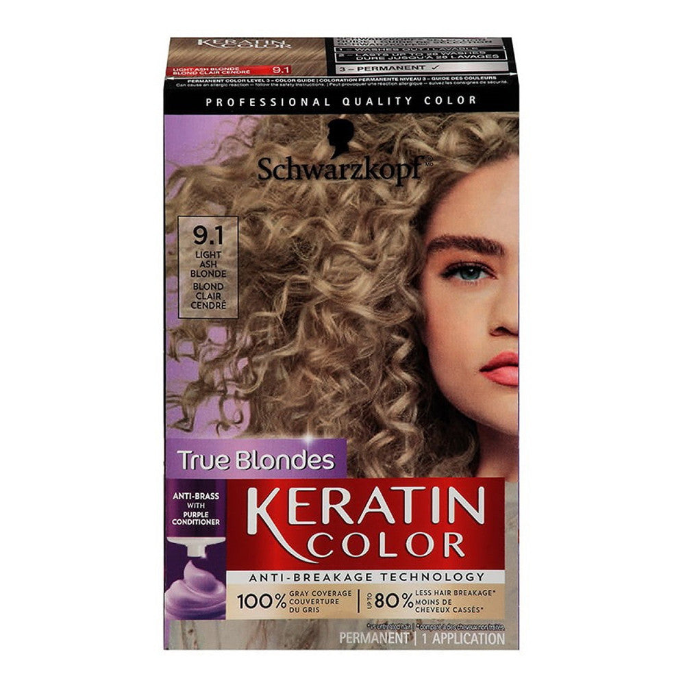 Schwarzkopf Keratin Color Permanent Hair Color 9.1, Light Blonde, 1 Ea