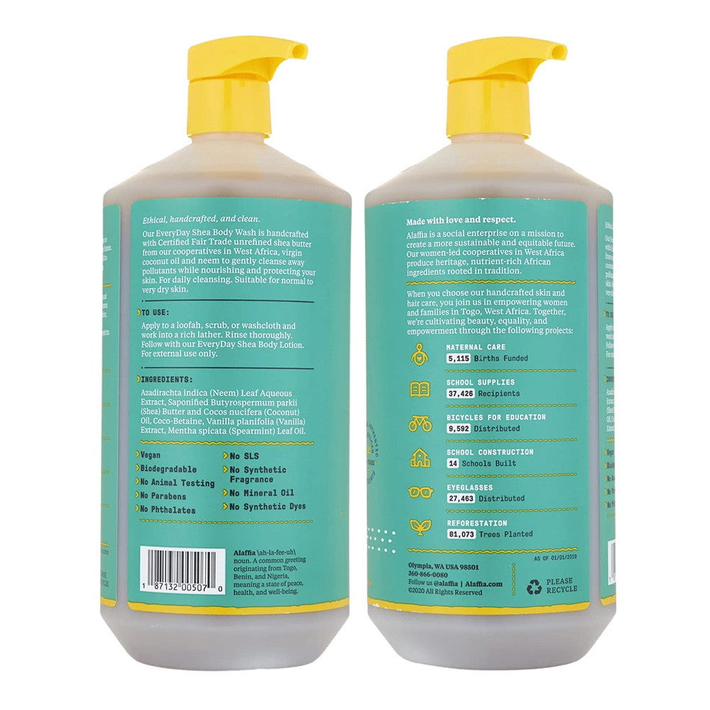 Alaffia EveryDay Shea Butter Body Wash with Vanilla Mint, 32 Oz