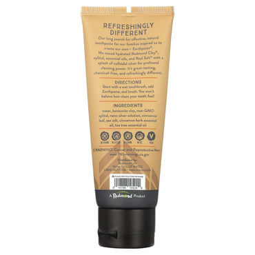 Redmond Earthpaste Natural Non-Flouride Toothpaste, Cinnamon, 4 Oz