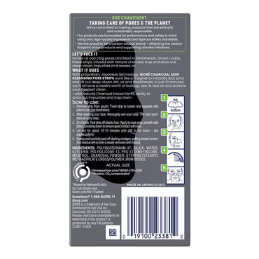 Biore Charcoal Deep Cleansing Blackhead Remover Pore Strips, Deep Cleansing Nose Strips, 18 Ea