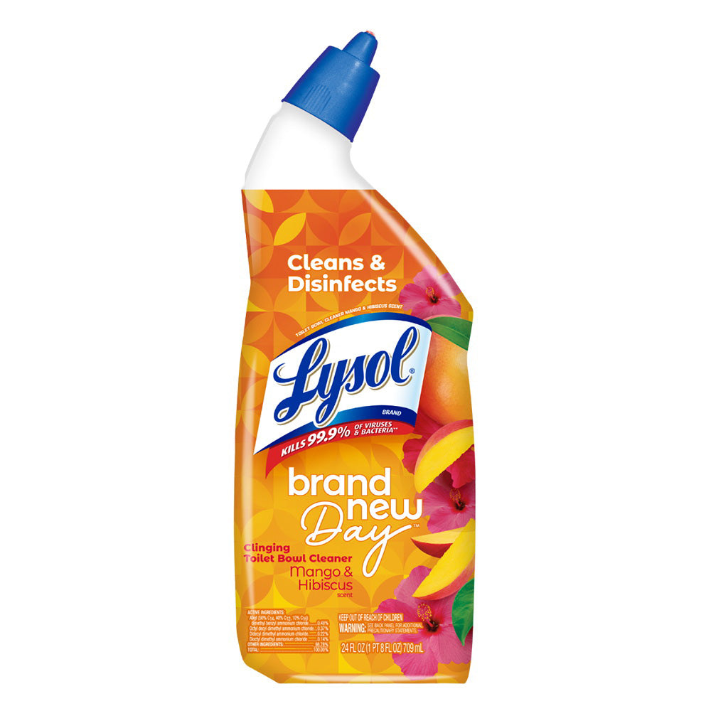 Lysol Toilet Bowl Cleaner Gel for Tough Stain Removal Mango and Hibiscus Scent 24Oz (709ml)