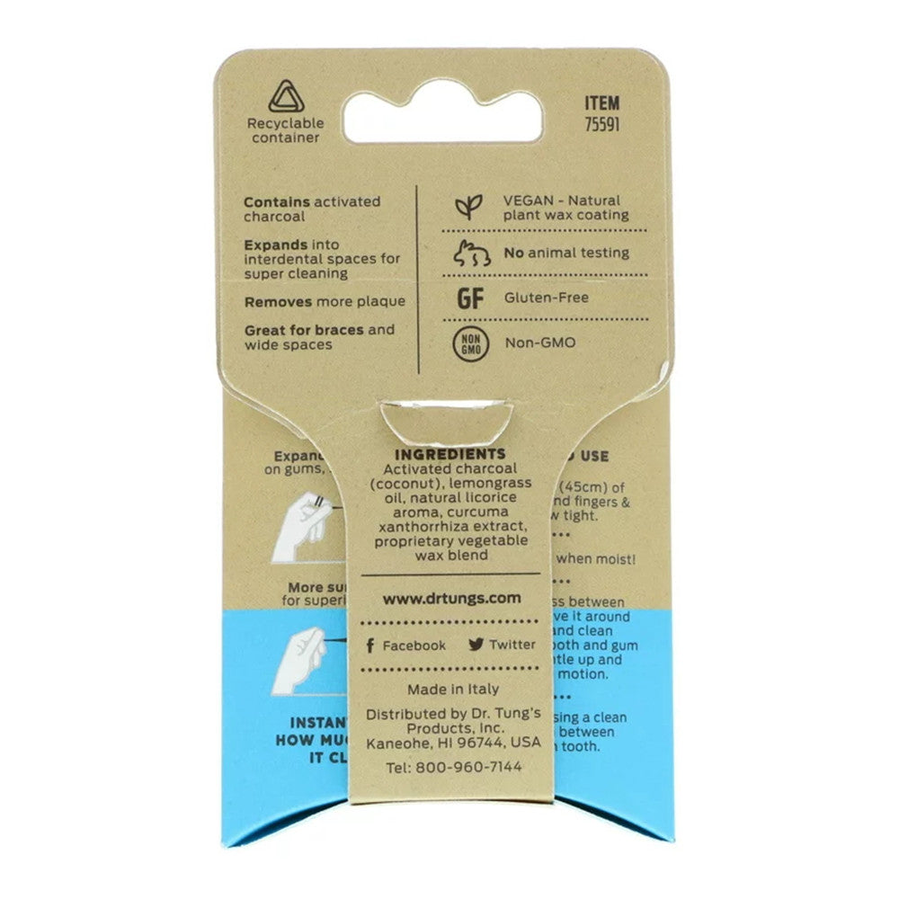 DrTungs Activated Charcoal Floss, Lemongrass, 30 Yd
