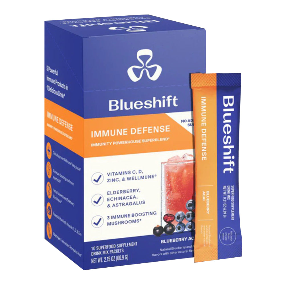 Blueshift Immune Defense Blueberry Acai Drink Mix Packets for Wellness 0.21Oz (6.09g) 10Ea