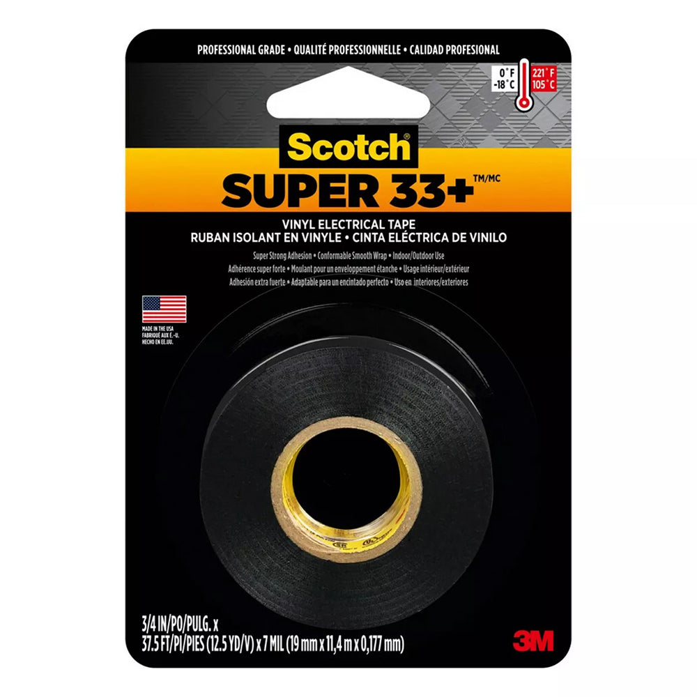 Scotch Super 33 Plus Industrial Vinyl Tape for Electrical Use 1 Ea